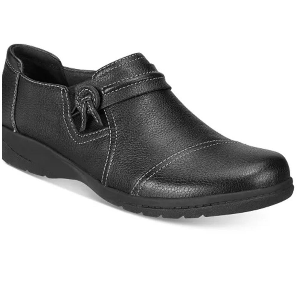 Clarks Cheyn Madi Black Leather Slip-On Comfort Flats Loafers Shoes 7.5 M NEW